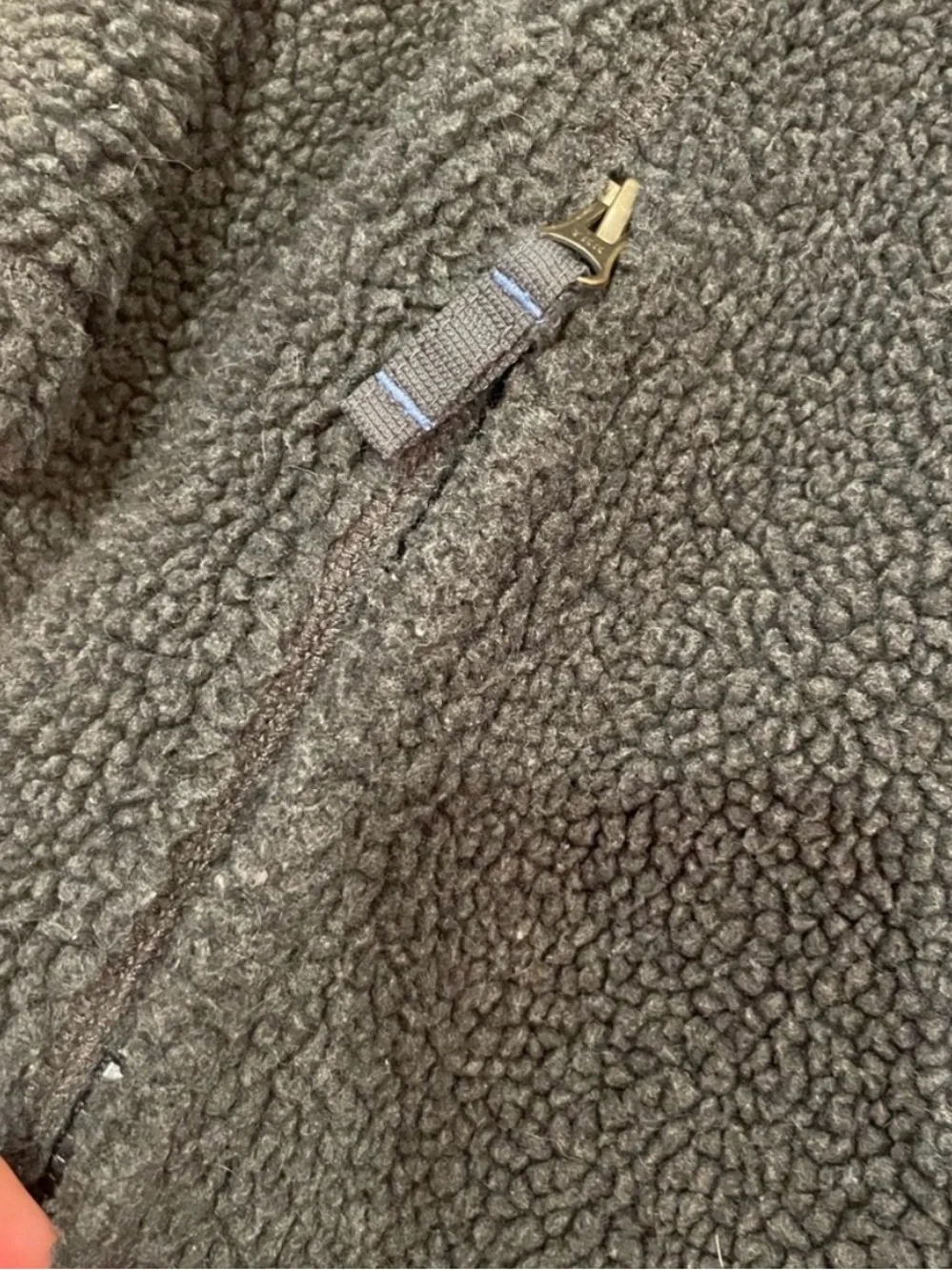 Lands’ End Men’s Sherpa Fleece Jacket Gray Full Zip Zip Pockets Outdoor Cozy L